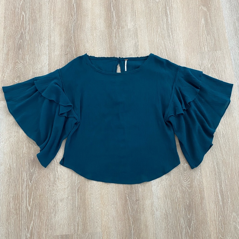 Free people blue blouse top size xs